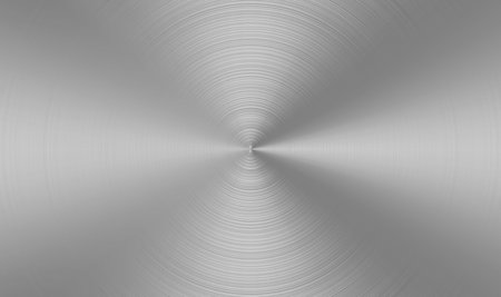 Silver metal texture sheet with circles, circular surface with shiny metallic effect. Vector aluminum or chrome, titanium or iron, polished and finished industry stainless steel materialのイラスト素材