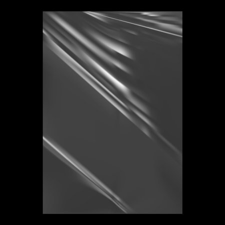 Glue plastic film or foil, wrinkled or crumpled effect. Vector isolated transparent sheet of polyethylene or wrapping, creased texture. Realistic grunge or old cover or package, banner or posterのイラスト素材