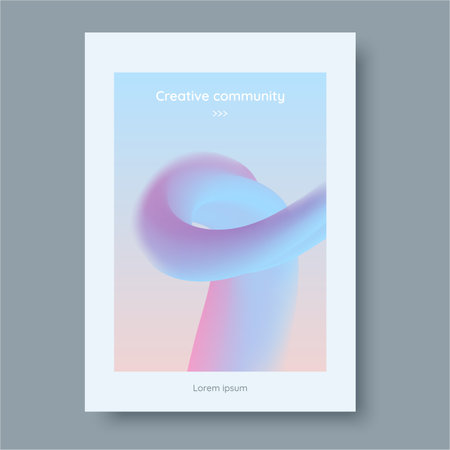 Dynamic poster with blurry background and gradient soft colors. Vector aesthetic and trendy shapes and style. Motion and trends, creative typography design, poster or banner with copy spaceのイラスト素材
