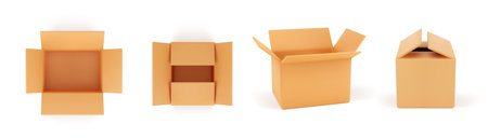 Mockup cardboard boxes and packages. Vector in realistic style, isolated set of goods, parcels and...
