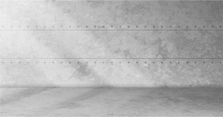 Studio wall background with abstract lines and dot patterns on concrete texture. Vector modern and industrial backdrop with linear and dotted details. Product photography, digital design and mockupsのイラスト素材