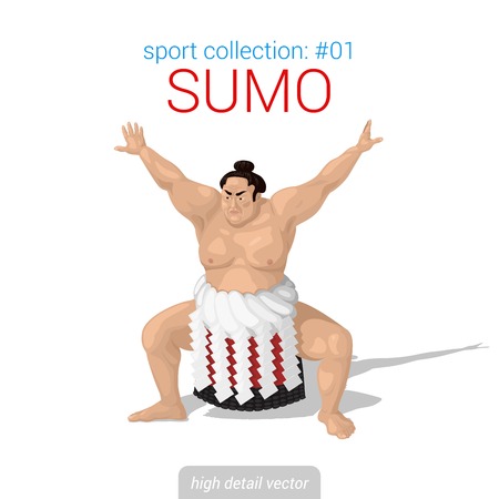 Sportsmen vector collection. Sumo fighter. Sportsman high detail illustration.のイラスト素材