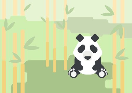Panda bear flat design cartoon vector wild animal in the native forest. Flat zoo children collection.のイラスト素材