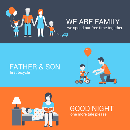 Family parenting children kids people concept flat icons set of parents mother father girl boy son daughter and website click for infographics design web elements vector illustration.のイラスト素材