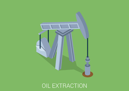Oil extraction derrick flat 3d web isometric infographic concept vector. Petroleum collection.のイラスト素材