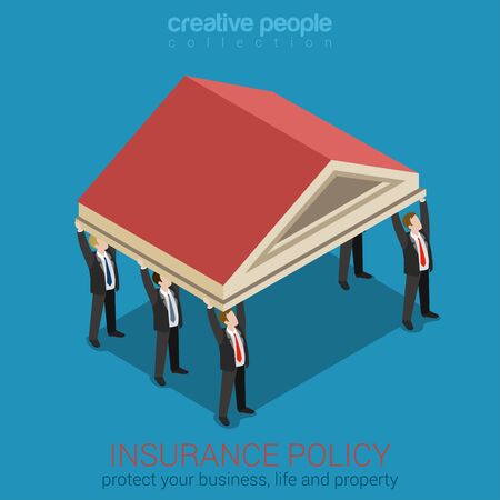 Insurance policy protecting your business flat 3d isometricのイラスト素材