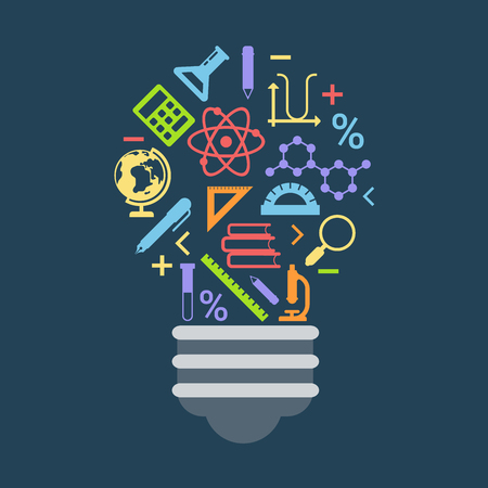 Light bulb shape idea concept formed by education iconsのイラスト素材
