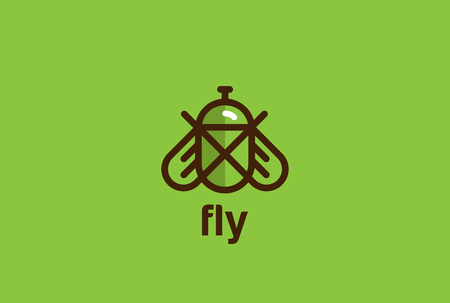Fly Logo design vector template linear geometric style.
Bug Logotype concept creative icon.のイラスト素材