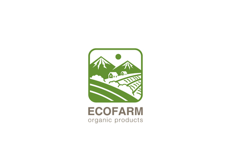 Eco Green Farm Square Logo design vector template.
Natural Organic food Logotype concept icon.のイラスト素材