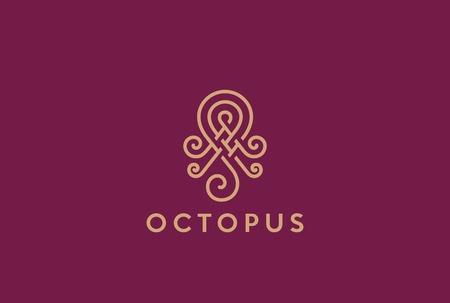Abstract Elegant Octopus Logo design vector template Linear style.
Fashion, Jewelry, Seafood restaurant Logotype concept outline icon.のイラスト素材