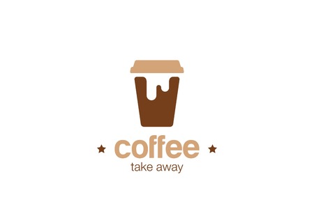 Coffee take away paper cup Logo design vector template Negative space style.Coffee-shop Logotype concept icon.のイラスト素材