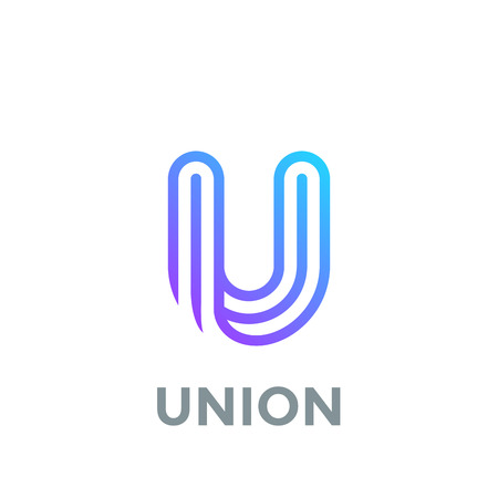 Letter U Logo design vector template. Font Lines Logotypeのイラスト素材