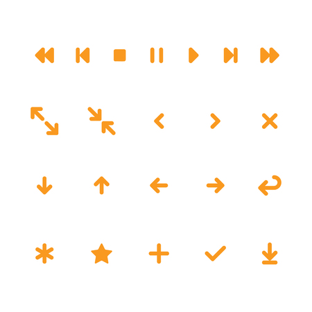 Flat style creative modern simple mobile player controls and arrows web app concept icon set. Website icons collection.のイラスト素材