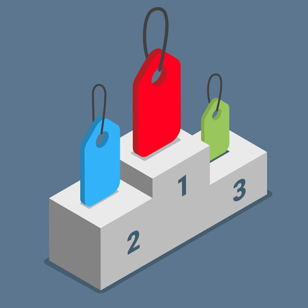Popular tags labels topics themes pedestal podium concept. Flat 3d isometry isometric style web site app icon set concept vector illustration. Creative people collection.のイラスト素材