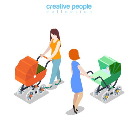 Mother female strolling with pram web vector icon. Creative people collection.のイラスト素材