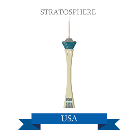 Stratosphere in Las Vegas United States. Flat cartoon style historic sight showplace attraction web site vector illustration. World cities vacation travel sightseeing North America USA collection.のイラスト素材
