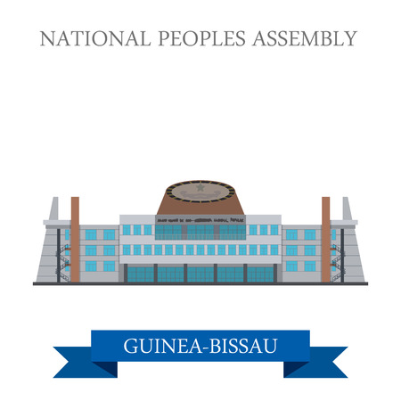 National People's Assembly in Guinea-Bissau. Flat cartoon style historic sight showplace attraction web site vector illustration. World countries cities vacation travel sightseeing Africa collection.のイラスト素材