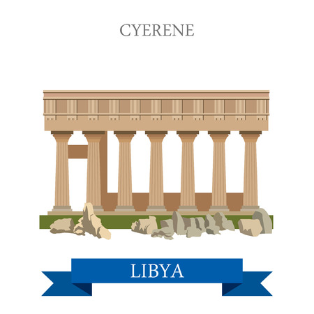 Cyrene in Libya. Flat cartoon style historic sight showplace attraction web site vector illustration. World countries cities vacation travel sightseeing Africa collection.のイラスト素材