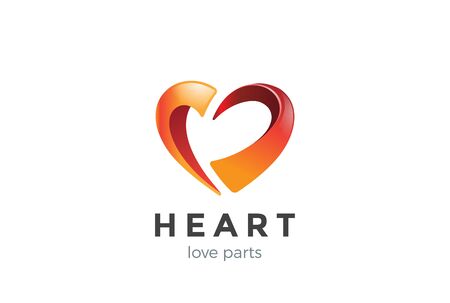 Heart parts 3D Logo design vector template.
Love Valentines day Logotype concept iconのイラスト素材