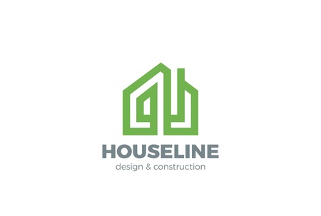 Eco Green House  design vector template linear style.
Real Estate . Ecology natural lifestyle concept iconのイラスト素材