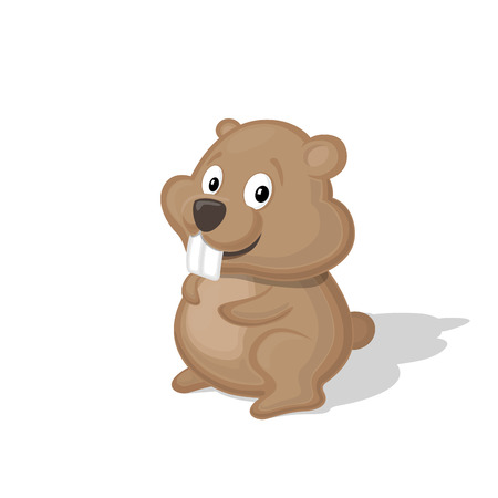 Funny cartoon hamster isolated on white background vector illustration. Animal Zoo concept.のイラスト素材