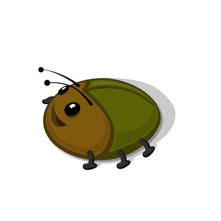 Funny cartoon beetle isolated on white background vector illustration. Zoo Animal and insect concept.のイラスト素材