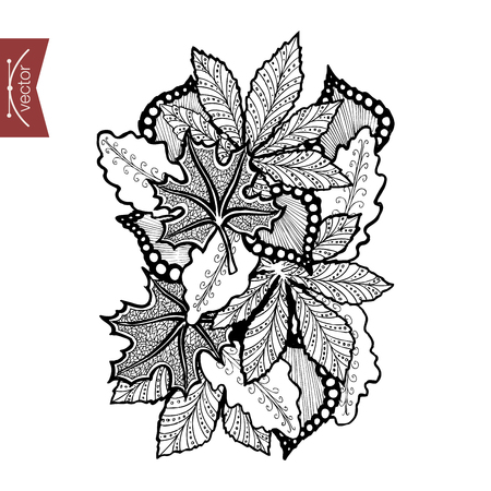 Engraving vintage hand drawn floral elements doodle collage. Pencil Sketch florist shop illustration.のイラスト素材