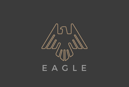 Eagle Bird flying Logo design vector template Linear luxury heraldic style.
Falcon Hawk soaring outline Logotype iconのイラスト素材
