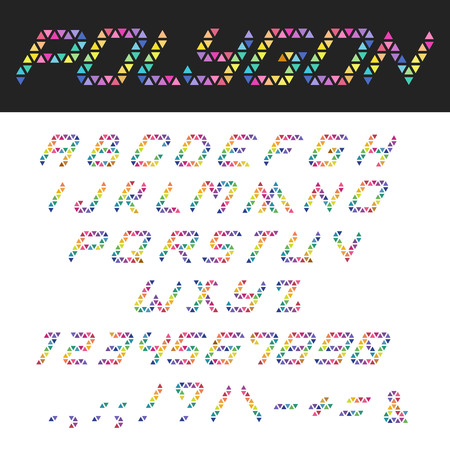 Polygon triangles font vector. Italic letters and numbers typography design.
Colorful digital typeのイラスト素材
