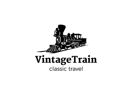 Vintage Train silhouette Logo design vector template Negative space style.
Railroad transport classic Logotype concept iconのイラスト素材