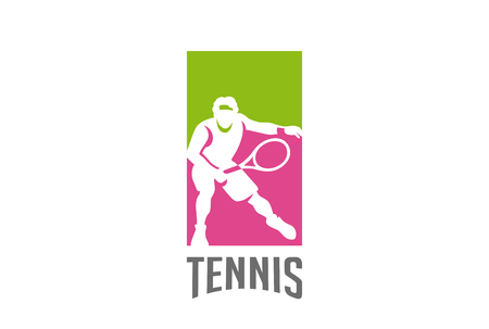 Tennis Player silhouette Logo design vector template.
Sport Logotype icon Negative space styleのイラスト素材