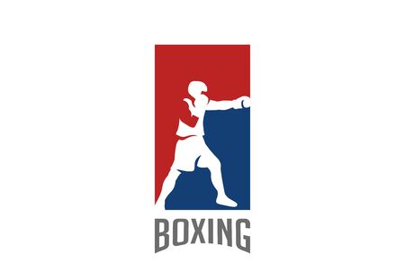 Boxer silhouette Logo design vector template.
Boxing Sport Logotype icon Negative space styleのイラスト素材
