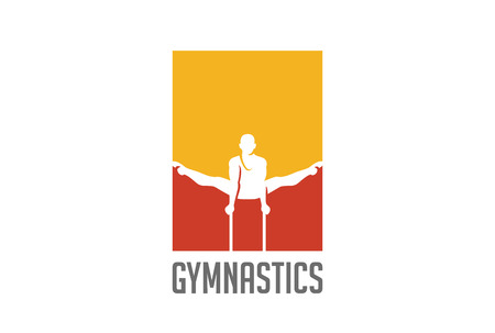 Gymnast silhouette Logo design vector template.
Sport Gymnastics Logotype icon Negative space styleのイラスト素材