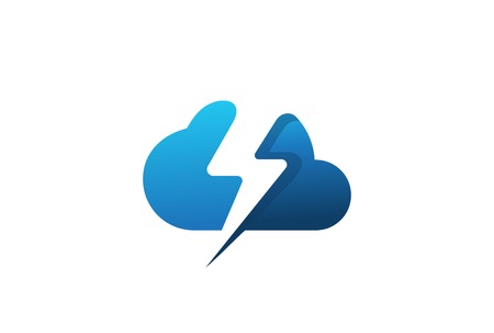 Powerful Cloud computing Logo design vector template Negative space style.
Digital Server Network Technology Business Logotype with Flash thunderbolt iconのイラスト素材