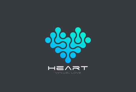 DNA Molecule Electronics Chip Heart Logo design vector template.
Digital Atom Love Logotype concept iconのイラスト素材
