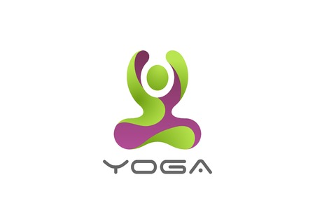 Yoga sitting Lotus pose Logo abstract design vector template.
Man doing exercises Logotype concept iconのイラスト素材