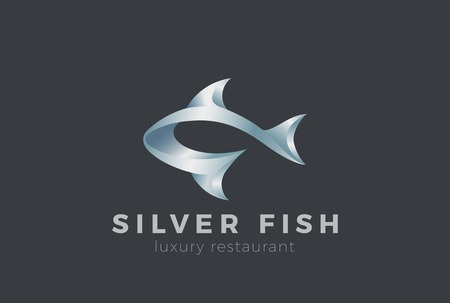 Metal Fish abstract silhouette Logo design vector template.
Seafood Restaurant Store Logotype concept iconのイラスト素材