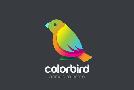 Colorful Bird sitting abstract Logo design vector templateのイラスト素材