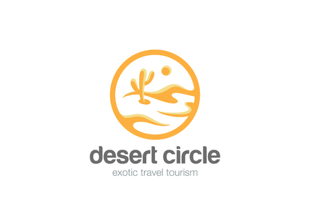 Desert Landscape Logo circle shape design vector template.
Travel Tourism agency Logotype concept iconのイラスト素材