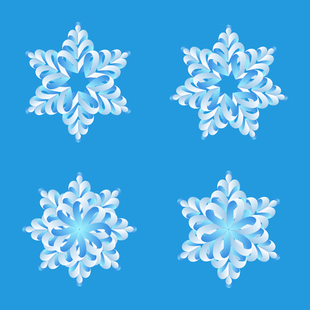 Snowflakes origami vector design collection. Merry Christmas and Happy New Year decoration elementsのイラスト素材