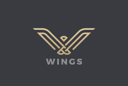 Luxury Eagle Bird abstract Logo design vector template linear style. Gold Geometric Heraldic Logotype concept iconのイラスト素材