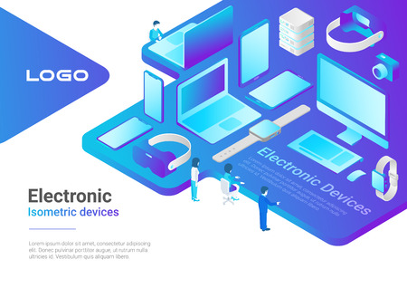 Isometric Flat electronic devices ultraviolet collectionのイラスト素材