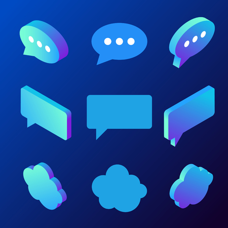 Isometric Chat Bubble vector iconsのイラスト素材