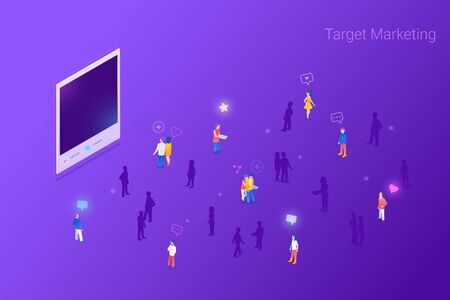 Target focus group audience for Photo Images Content Marketing Advertising Flat Isometric vector...