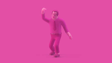 Man triumph happy YES did it on white background 3D illustrationの写真素材