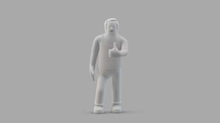 Man character abstract standing with Ok Like pose 3D illustration