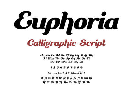 Calligraphic Font Script Italic Vector design. Lettering Typography Calligraphy Symbol Typeset Alphabet collection with Ligaturesのイラスト素材