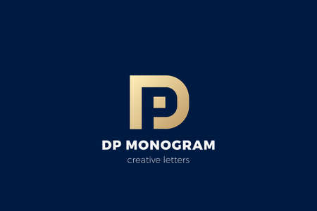 DP PD Monogram Logo Letter P D vector design template Linear Outline Negative space style.のイラスト素材