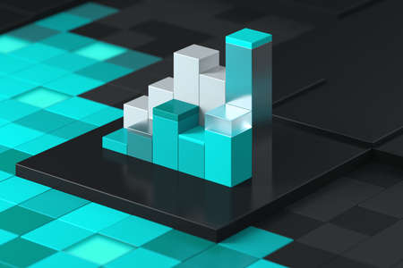Finance Charts Infographics Background 3D Render illustration. Trading Stock Exchange Financial...