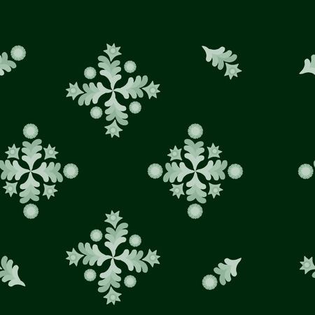 Seamless background decorated with a pattern of flower buds and branches of leaves, the texture pattern of the fashionable shades of green abstract elements for textilesのイラスト素材